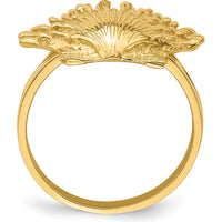 14K Yellow Gold Lion's Paw Shell Ring - Open Back Design by 0