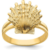 14K Yellow Gold Lion's Paw Shell Themed Ring - Open Back Design by 0