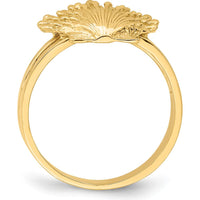 14K Yellow Gold Lion's Paw Shell Themed Ring - Open Back Design by 0