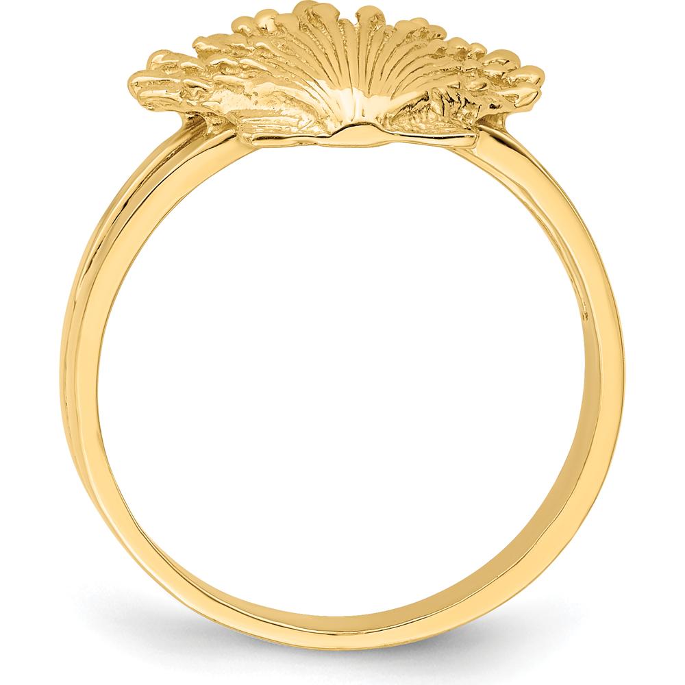 14K Yellow Gold Lion's Paw Shell Themed Ring - Open Back Design by 0