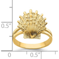 14K Yellow Gold Lion's Paw Shell Themed Ring - Open Back Design by 0