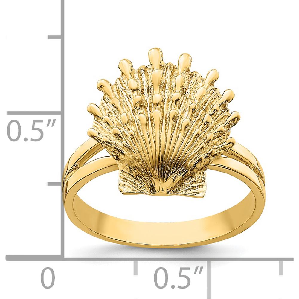 14K Yellow Gold Lion's Paw Shell Themed Ring - Open Back Design by 0