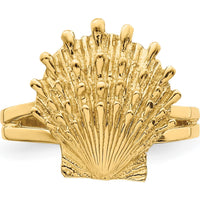 14K Yellow Gold Lion's Paw Shell Themed Ring - Open Back Design by 0