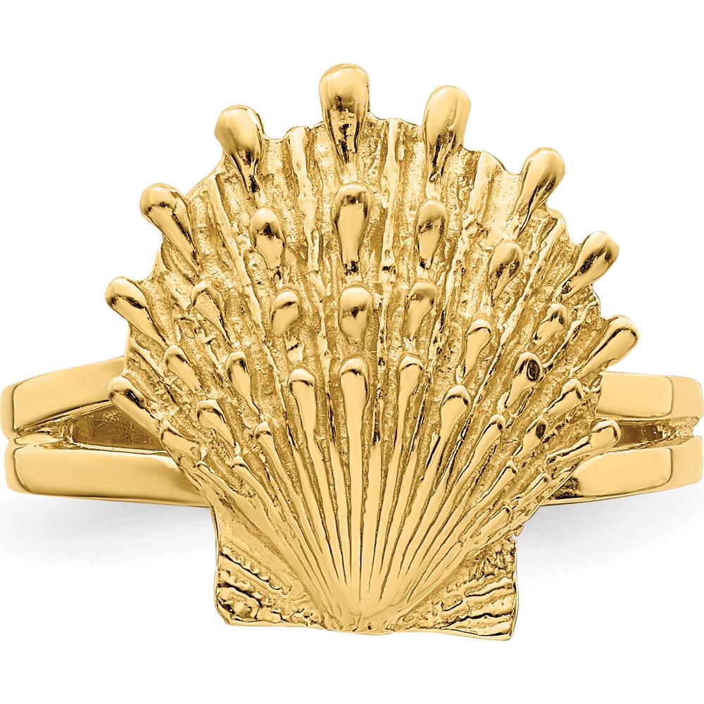 14K Yellow Gold Lion's Paw Shell Themed Ring - Open Back Design by 0