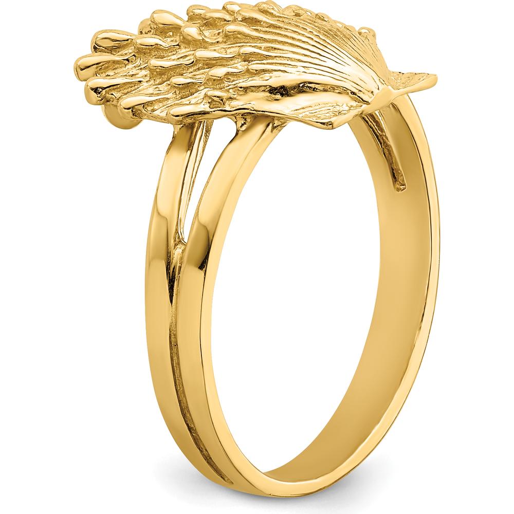 14K Yellow Gold Lion's Paw Shell Themed Ring - Open Back Design by 0