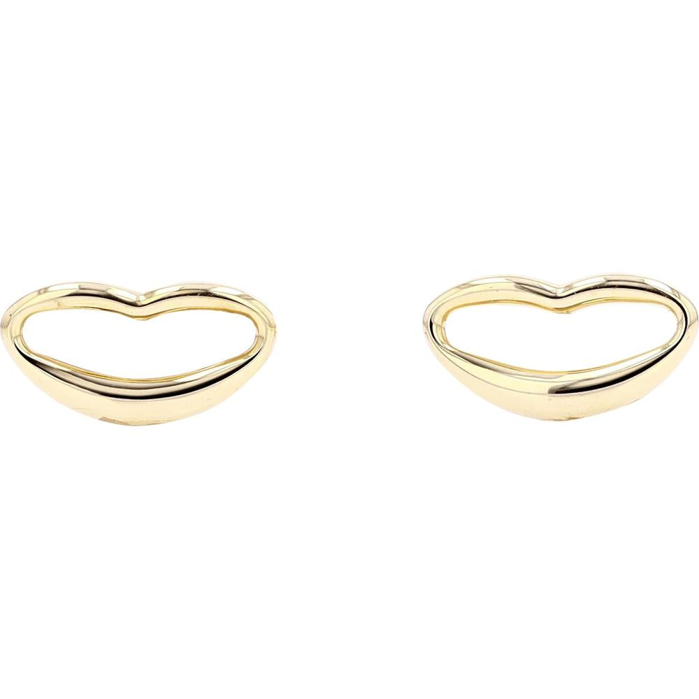 14K Yellow Gold Lip Stud Earrings with Open Contemporary Design
