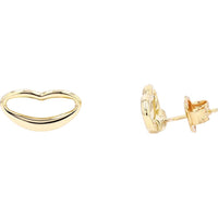 14K Yellow Gold Lip Stud Earrings with Open Contemporary Design
