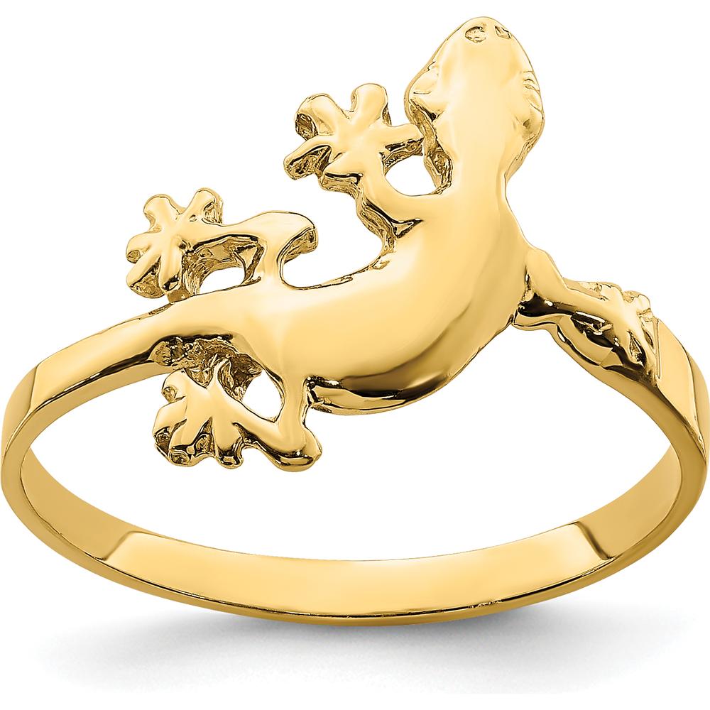 14K Yellow Gold Lizard Motif Ring with Polished Finish by Oro Pregiato