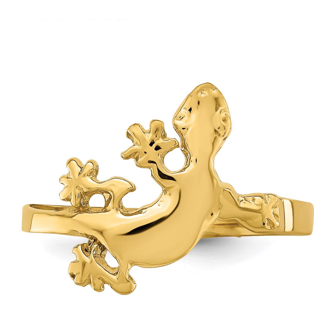 14K Yellow Gold Lizard Motif Ring with Polished Finish by Oro Pregiato