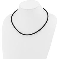 14K Yellow Gold Lobster Clasp 20" Black Rubber Cord Necklace by Oro Pregiato