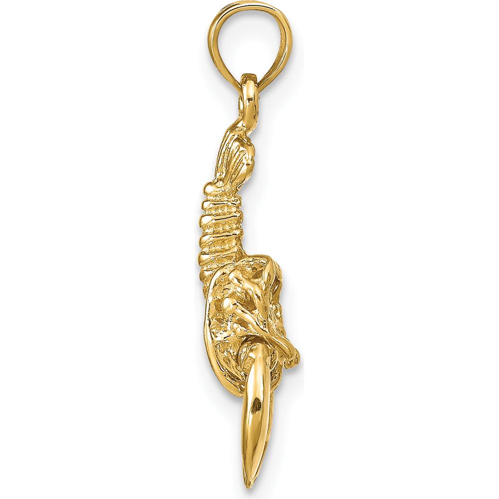 14K Yellow Gold Lobster Pendant with Moveable Claws - Polished Finish by Oro Pregiato