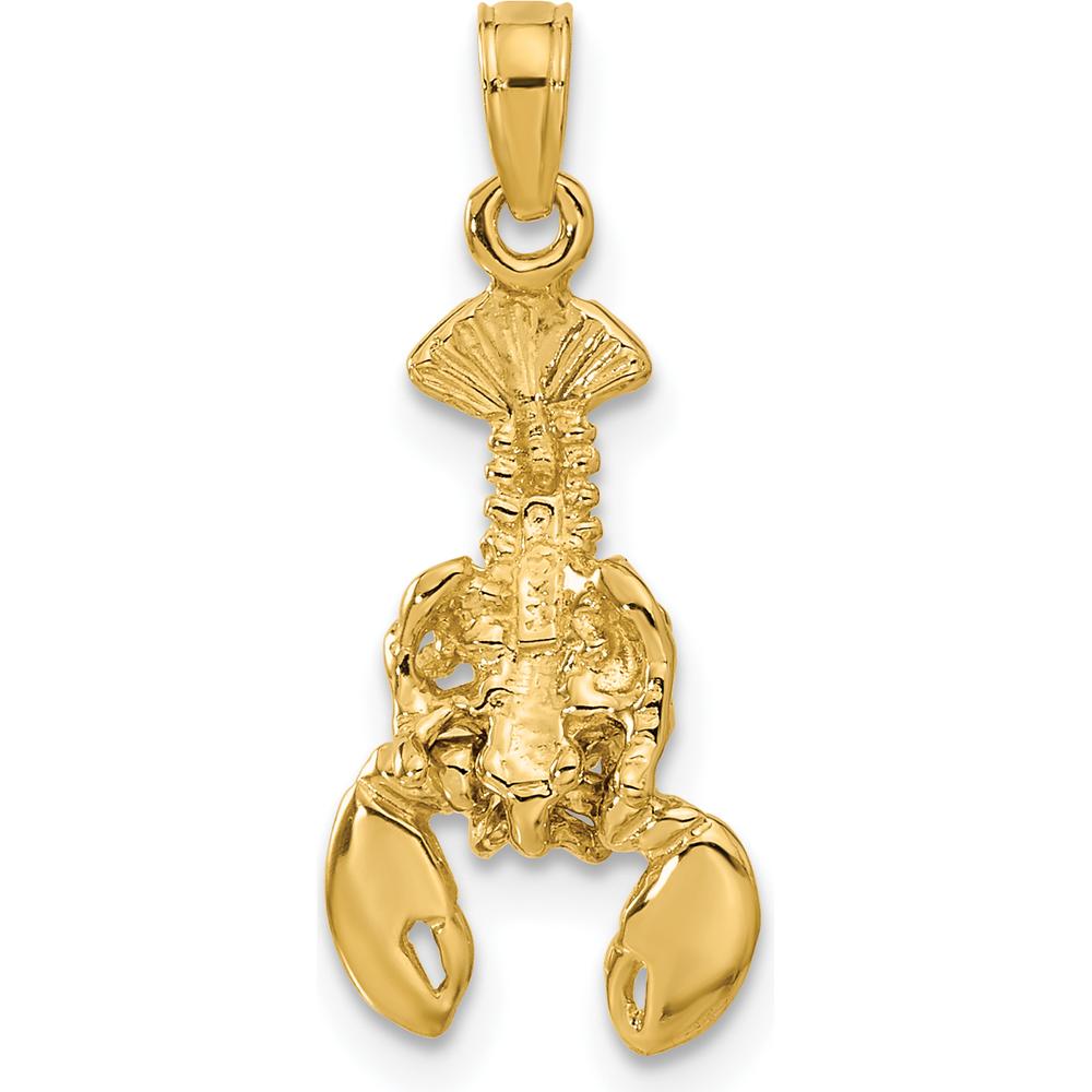 14K Yellow Gold Lobster Pendant with Moveable Claws - Polished Finish by Oro Pregiato