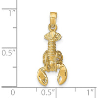 14K Yellow Gold Lobster Pendant with Moveable Claws - Polished Finish by Oro Pregiato