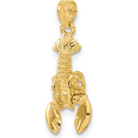 14K Yellow Gold Lobster Pendant with Moveable Claws - Polished Finish by Oro Pregiato