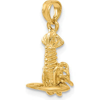 14K Yellow Gold Lobster Pendant with Moveable Claws - Polished Finish by Oro Pregiato