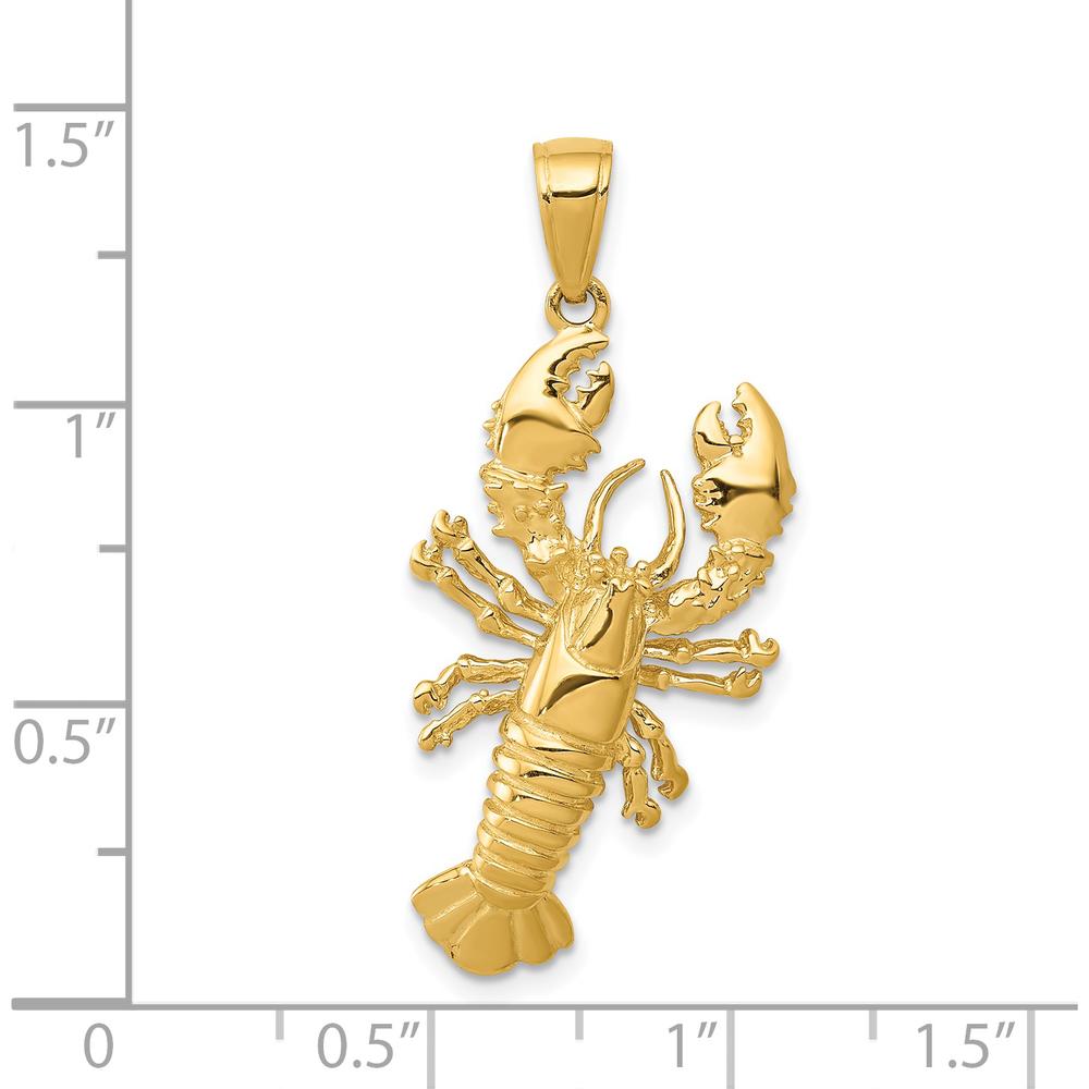 14K Yellow Gold Lobster Pendant with Solid Cast Design - 34mm Length by Oro Pregiato