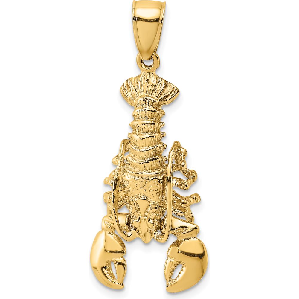14K Yellow Gold Lobster Pendant with Textured Finish and Moveable Claws by Oro Pregiato