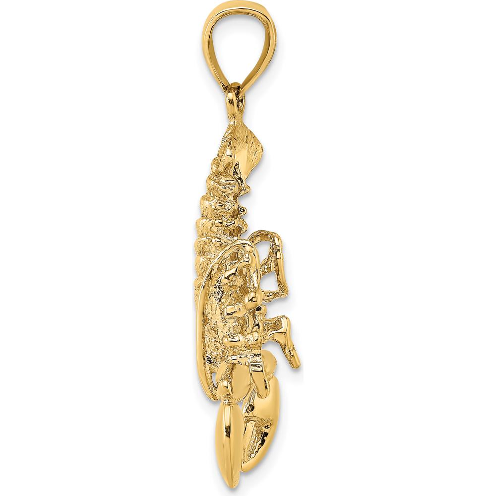 14K Yellow Gold Lobster Pendant with Textured Finish and Moveable Claws by Oro Pregiato