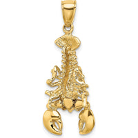 14K Yellow Gold Lobster Pendant with Textured Finish and Moveable Claws by Oro Pregiato