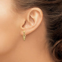 14K Yellow Gold Lobster Post Dangle Earrings - Polished Finish, 18.2mm Length by 0