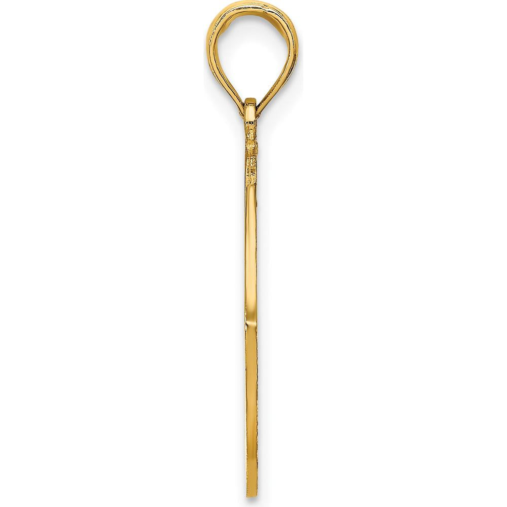 14K Yellow Gold Long Beach Island Dolphin Motif Pendant Charm by Oro Pregiato