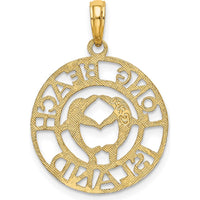 14K Yellow Gold Long Beach Island Dolphin Motif Pendant Charm by Oro Pregiato
