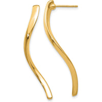 14K Yellow Gold Long Curled Drop Earrings - Polished Finish, 39mm Length by Oro Pregiato