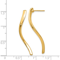 14K Yellow Gold Long Curled Drop Earrings - Polished Finish, 39mm Length by Oro Pregiato