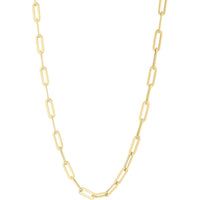 14K Yellow Gold Long Domed Paperclip Chain Bracelet with Pear Shaped Lobster Clasp - 7.5" by Orozza Fine Jewelry
