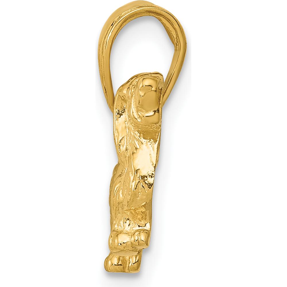 14K Yellow Gold Long-Haired Dachshund Dog Pendant with Textured Finish by Oro Pregiato