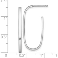 14K Yellow Gold Long Oval Rhodium-Plated Polished Hoop Earrings - 33mm Length by 0