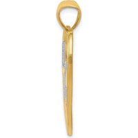 14K Yellow Gold LOVE and Floating Hearts Pendant with Rhodium Accents - 29mm Length by Oro Pregiato