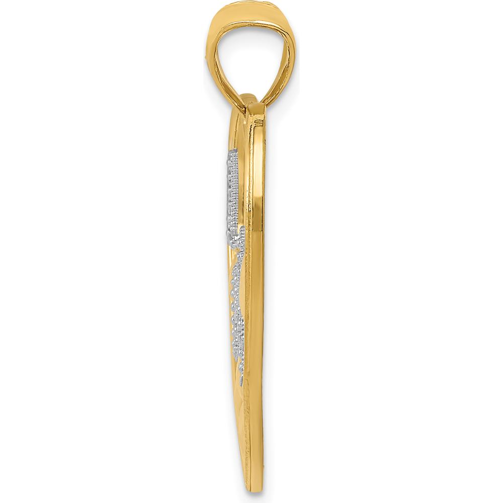 14K Yellow Gold LOVE and Floating Hearts Pendant with Rhodium Accents - 29mm Length by Oro Pregiato