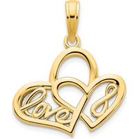14K Yellow Gold LOVE Infinity Symbol Heart Pendant by Oro Pregiato