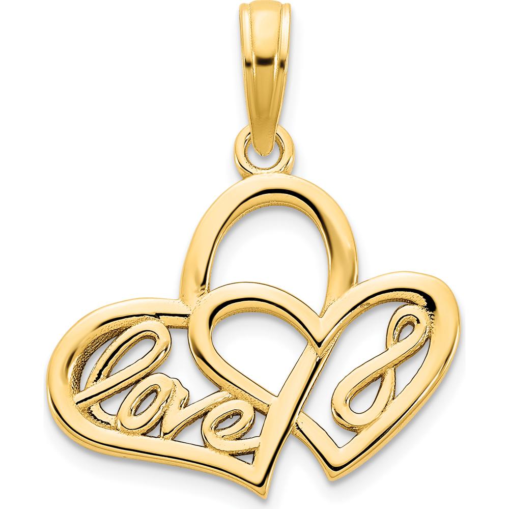 14K Yellow Gold LOVE Infinity Symbol Heart Pendant by Oro Pregiato