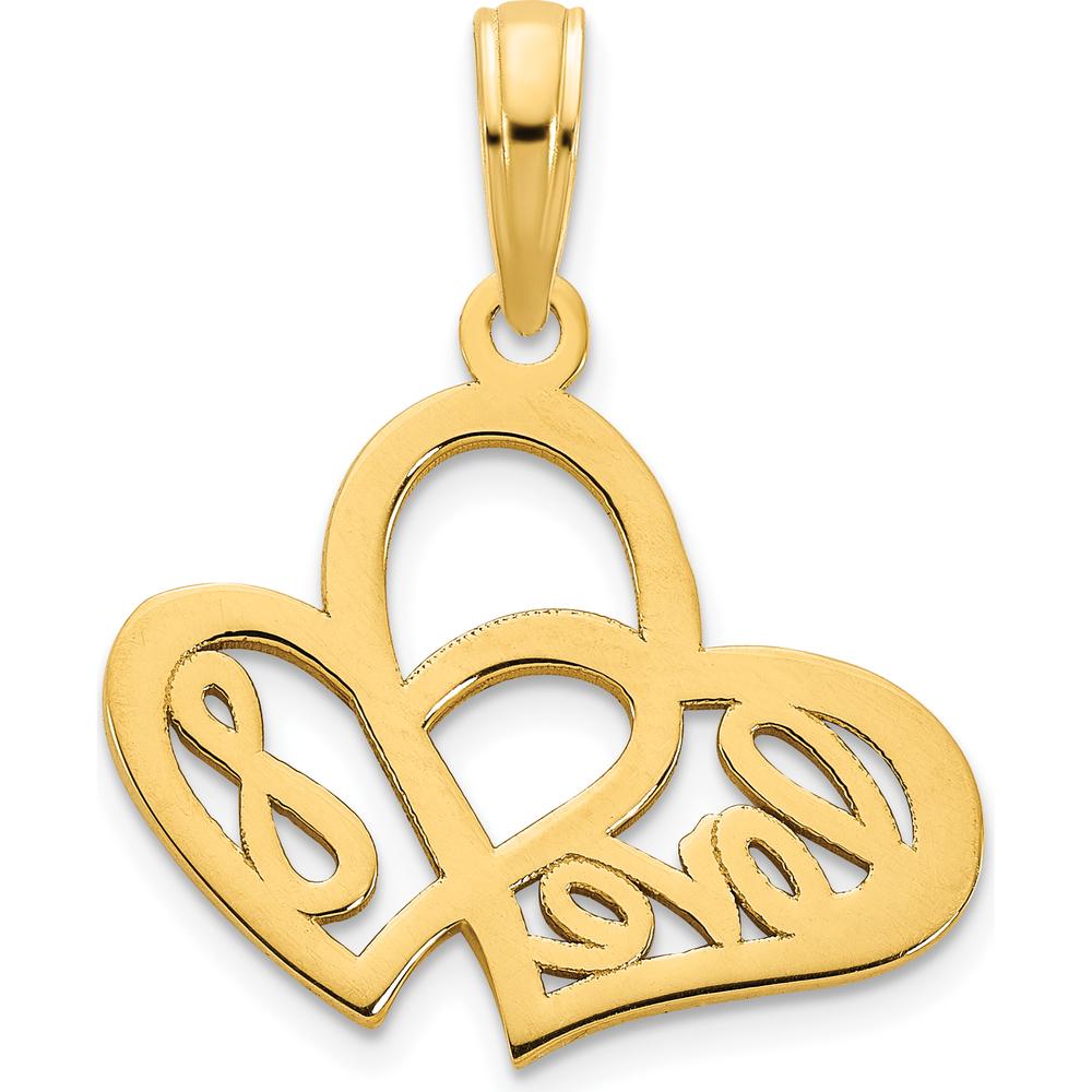 14K Yellow Gold LOVE Infinity Symbol Heart Pendant by Oro Pregiato