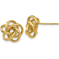 14K Yellow Gold Love Knot Button Earrings by Oro Pregiato