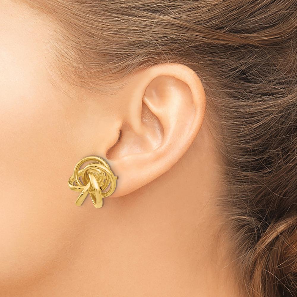 14K Yellow Gold Love Knot Button Earrings by Oro Pregiato