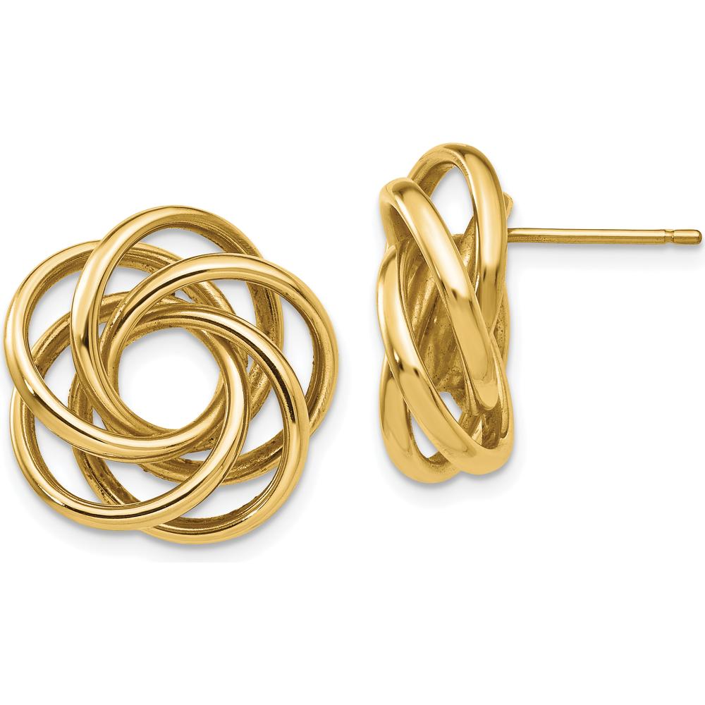 14K Yellow Gold Love Knot Button Earrings - Polished Finish by Oro Pregiato