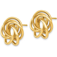 14K Yellow Gold Love Knot Button Earrings - Polished Finish by Oro Pregiato
