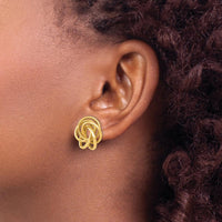 14K Yellow Gold Love Knot Button Earrings - Polished Finish by Oro Pregiato