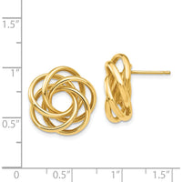 14K Yellow Gold Love Knot Button Earrings - Polished Finish by Oro Pregiato