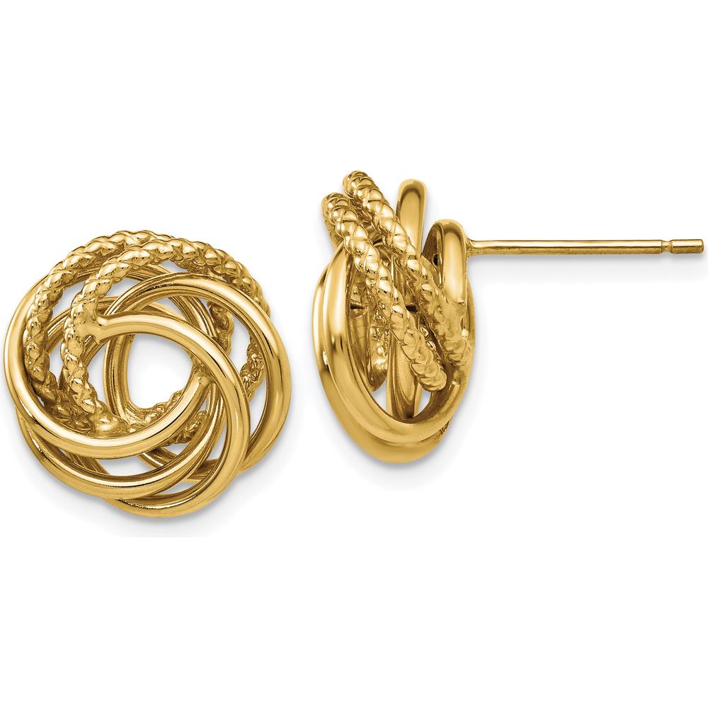 14K Yellow Gold Love Knot Button Earrings - Textured Design by Oro Pregiato