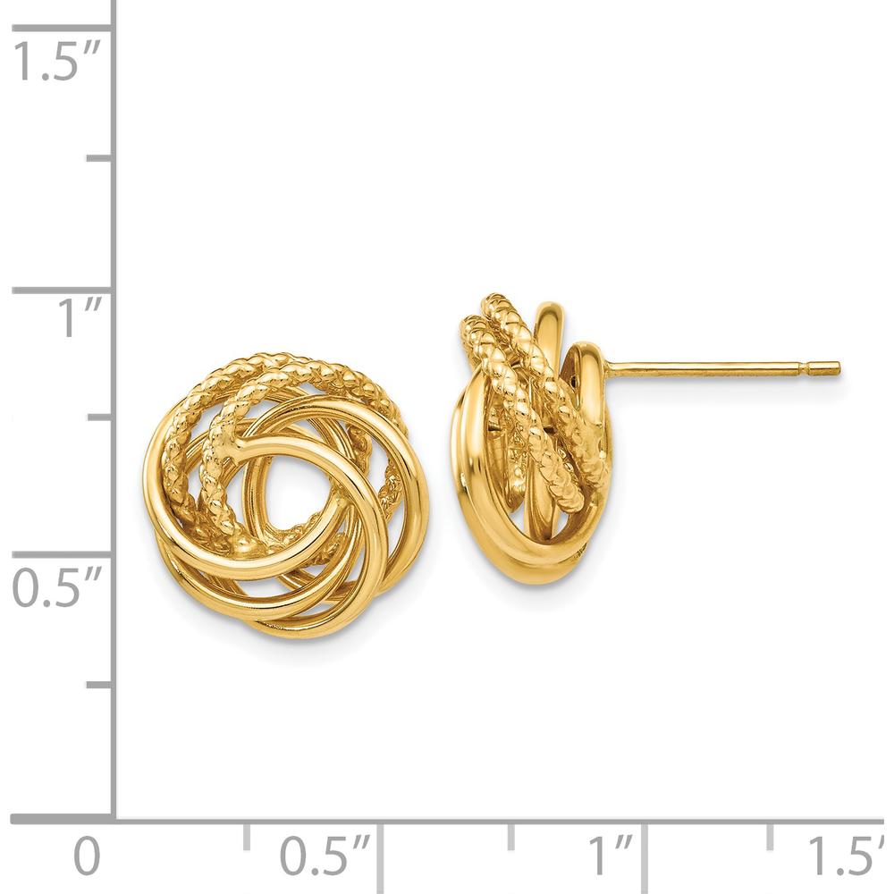14K Yellow Gold Love Knot Button Earrings - Textured Design by Oro Pregiato