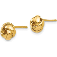 14K Yellow Gold Love Knot Post Earrings - Polished Finish 8mm by 0