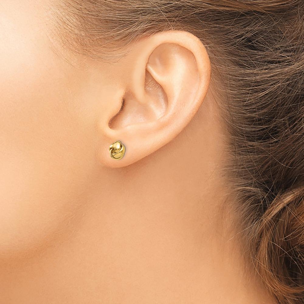 14K Yellow Gold Love Knot Post Earrings - Polished Finish 8mm by 0