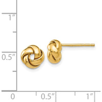 14K Yellow Gold Love Knot Post Earrings - Polished Finish 8mm by 0