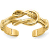 14K Yellow Gold Love Knot Toe Ring - Polished Finish, 2mm Band Width, 5mm Top Length by Oro Pregiato