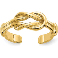 14K Yellow Gold Love Knot Toe Ring - Polished Finish, 2mm Band Width, 5mm Top Length by Oro Pregiato