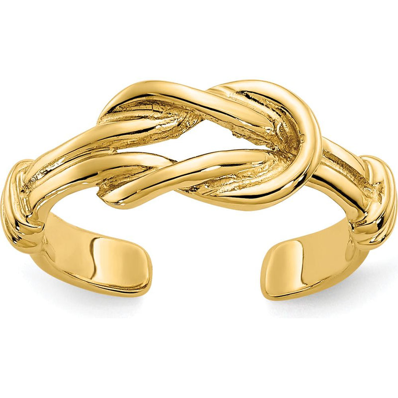 14K Yellow Gold Love Knot Toe Ring - Polished Finish, 2mm Band Width, 5mm Top Length by Oro Pregiato